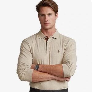 Polo by Ralph Lauren Men’s Ls Solid Soft Touch Polo Classic Fit Camel Sz L